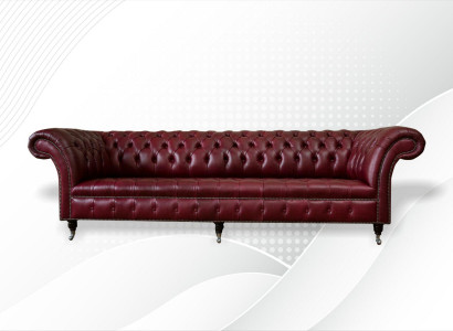Red Large Sofa Couch Chesterfield 265cm XXL Upholstered Sofas 4-Seater Leather Fabric New
